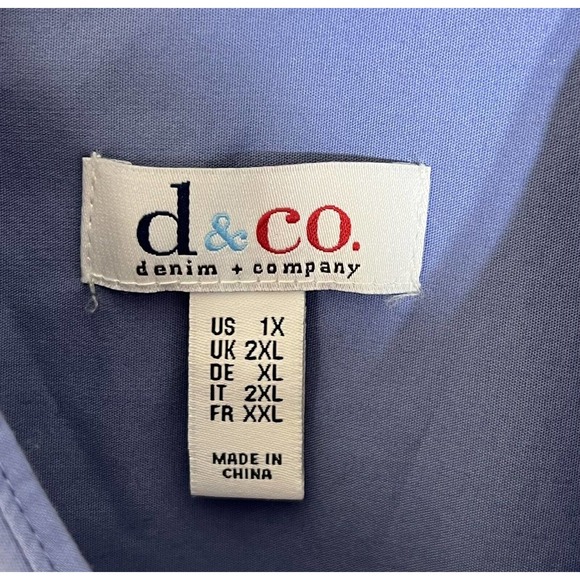 Denim & Co Long Sleeve Button Up Tunic Top Womens Size 1X Stretch Blue Pockets - Picture 3 of 15
